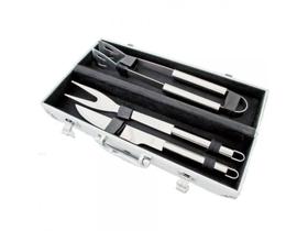 Kit Churrasco Inox 3 Peças maleta em alumínio