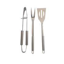 Kit Churrasco Inox 35cm Pegador Garfo Espátula Resistente