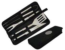 Kit Churrasco Inox 4 peças e um estojo em nylon resistente