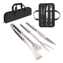 Kit Churrasco Inox Faca Garfo E Pegador C/ Estojo Kit Churrasco Inox Faca Garfo E Pegador C/ Estojo