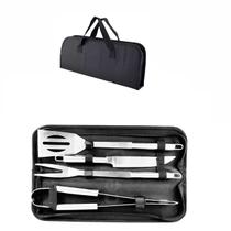 Kit Churrasco Inox Profissional Com Estojo Churrasqueiro