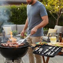 Kit Churrasco Jogo 6 Peças Aço Inox Bolsa Com Alça