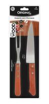 Kit Churrasco Jogo Garfo Faca De Madeira JJB Utilidades