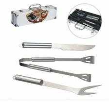 Kit Churrasco Maleta Com 3 Peças Portátil Presente para pai