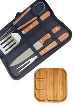 Kit Churrasco para Presente com 4 utensílios grátis petisqueira