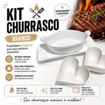 Kit churrasco premium 2 bandejas 2 barcas canoa e 2 petisqueiras coraçao