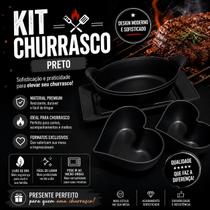 Kit churrasco premium 2 bandejas 2 barcas canoa e 2 petisqueiras coraçao