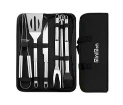Kit Churrasco Profissional De Inox 9 Peças Faca + Acessórios