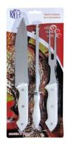 Kit Churrasco Profissional Inox 3 Peças Chaira Faca Garfo - XINRUIDA