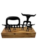 Kit Churrasco Rústico Garra de Urso, Tridente e 6 Petiscos com Base de Madeira