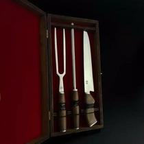 Kit Churrasco SG 3 Peças 9 Polegadas - Aço Inox com Caixa de Madeira
