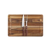 Kit Churrasco Stolf Teca Com Garfo E Faca - 48x30x2,6 Cm Kit Churrasco Stolf Teca Com Garfo E Faca - 48x30x2,6 Cm