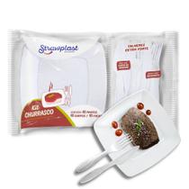 Kit Churrasco Strawplast PQB021 com 10 Pratos, 10 Garfos e 10 Facas Extra Forte Kit Churrasco Strawplast PQB021 com 10 Pratos, 10 Garfos e 10 Facas Extra Forte