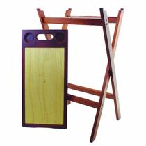 Kit Churrasco Tabua De Carne Madeira Cavalete Mesa Multiuso Dobrável Área Gourmet