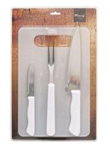 Kit Churrasco Tábua de Corte Gourmet + 2 Facas + 1 Garfo de Inox - WINCY Kit Churrasco Tábua de Corte Gourmet + 2 Facas + 1 Garfo de Inox - WINCY