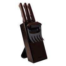 Kit Churrasco Tramontina Black 5 Peças Inox Madeira