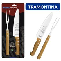 Kit Churrasco Tramontina Faca Garfo Trinchante Inox Madeira