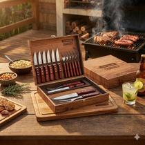 Kit Churrasco Tramontina Polywood 15 Peças Inox Madeira Tratada Caixa Presente Original com Nota Fiscal