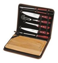 Kit Churrasco Tramontina Polywood 8 Pcs Inox Tabua E Estojo