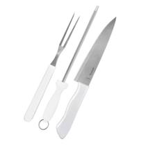 Kit Churrasco Trincheira Chaira E Faca 7 Polegadas Em Inox Cabo Cor Branco Acessórios de Churrasco