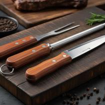 Kit Churrasco Xpert 3 Peças Faca Garfo Chaira