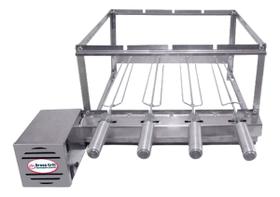 Kit Churrasqueira 4 Espetos Giratório Brasa Gril Esquerdo