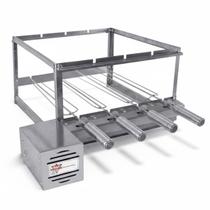 Kit Churrasqueira Giratória Elétrica Brasa Grill 4 Espetos Tridentes Inox 50cm Bivolt Grill com Suporte Automático Rotativo para Churrasco Kit Churrasqueira Giratória Elétrica Brasa Grill 4 Espetos Tridentes Inox 50cm Bivolt Grill com Suporte Automático Rotativo para Churrasco