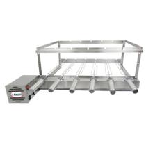 Kit Churrasqueira Giratória Elétrica Brasa Grill 6 Espetos Tridentes Inox 70cm Bivolt Grill Suporte Automático Rotativo para Churrasco
