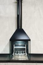 Kit Churrasqueira Gourmet Coifa preta Braseiro Suporte Flutuante Vidros