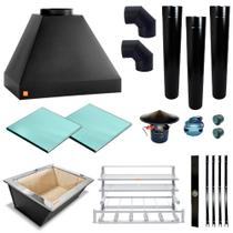 Kit Churrasqueira Gourmet Completa Grande Makeer Preta 3 Dutos 2283