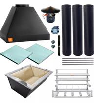 Kit Churrasqueira Gourmet Makeer Preta Grill S. Fundo 360 M