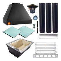 Kit Churrasqueira Gourmet Makeer Preta Grill S. Fundo 362 G