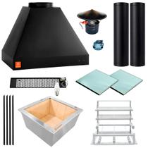 Kit Churrasqueira Gourmet Preta Makeer Grill Inox 2 Dutos 3147 PP