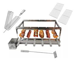 Kit Churrasqueira Grill 6 Espetos Inox