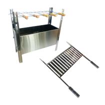 Kit Churrasqueira Inox 5 Espetos mais Grelha Inox Especial