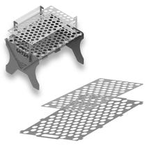 Kit Churrasqueira Maleta GGrill 2 Grelhas com 2 extras de Inox para Camping Praia Pesca Carvão