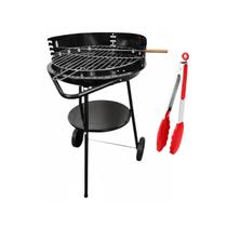 Kit Churrasqueira Modena Preta e Pegador para Churrasco Estrutura Resistente e Praticidade no Manuseio
