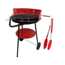 Kit Churrasqueira Modena Vermelha e Pegador para Churrasco Estrutura Resistente e Praticidade no Manuseio
