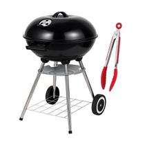 Kit Churrasqueira Monza 17 Preta e Pegador para Churrasco Compacta, Resistente e Praticidade no Manuseio