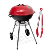 Kit Churrasqueira Monza 17 Vermelha e Pegador para Churrasco Compacta, Resistente e Praticidade no Manuseio