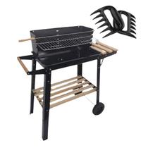 Kit Churrasqueira Salerno Preta e Garra de Plástico para Churrasco Estrutura Resistente e Manuseio Prático