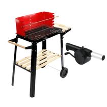 Kit Churrasqueira Salerno Vermelho e Soprador para Churrasco Estrutura Resistente e Acendimento Prático