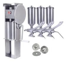 Kit Churros 1 Masseira Engrenagem E 3 Doceiras 2 Litros R2