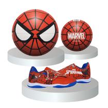 Kit Chuteira + Bola Infantil Marvel Herois Homem Aranha