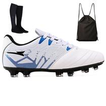 Kit Chuteira Futebol Campo Bico de Couro Gramado Natural Trava + Mochila + Meião Adulto Kit Chuteira Futebol Campo Bico de Couro Gramado Natural Trava + Mochila + Meião Adulto