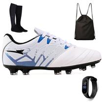 Kit Chuteira Futebol Campo Bico de Couro + Mochila + Meião e Relogio Adulto Kit Chuteira Futebol Campo Bico de Couro + Mochila + Meião e Relogio Adulto