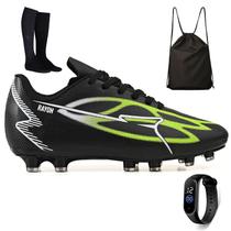 Kit Chuteira Futebol Campo Gramado Natural + Mochila + Meião e Relogio Adulto Kit Chuteira Futebol Campo Gramado Natural + Mochila + Meião e Relogio Adulto