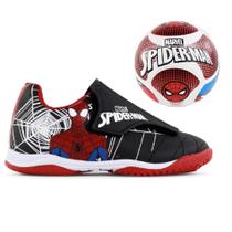Kit Chuteira Futsal + Bola Dray Marvel - Homem Aranha - Preto