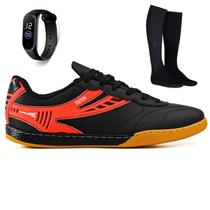 Kit Chuteira Futsal Couro Futebol Salao Quadra + Meião + Relogio Adulto Kit Chuteira Futsal Couro Futebol Salao Quadra + Meião + Relogio Adulto