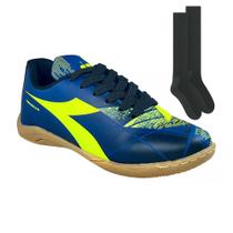 Kit Chuteira Futsal Diadora Squadra II Kids + Meião Kit Chuteira Futsal Diadora Squadra II Kids + Meião